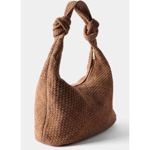 Mint Velvet Tan Woven Suede Knot Detail Bag